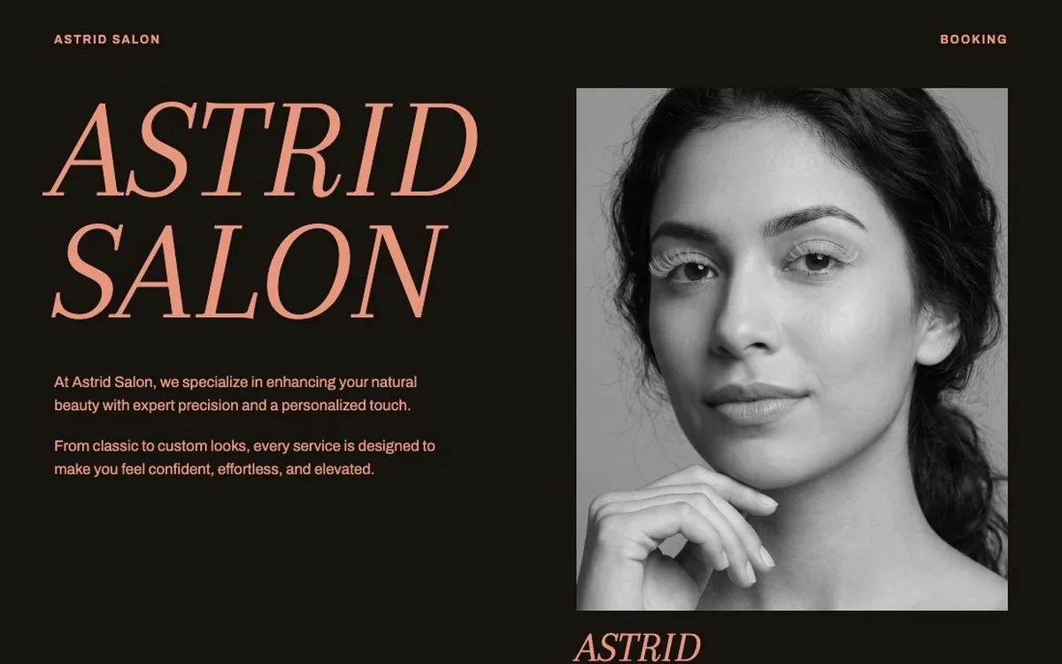 A lash artist's own booking website built with the Lash Create Astrid template