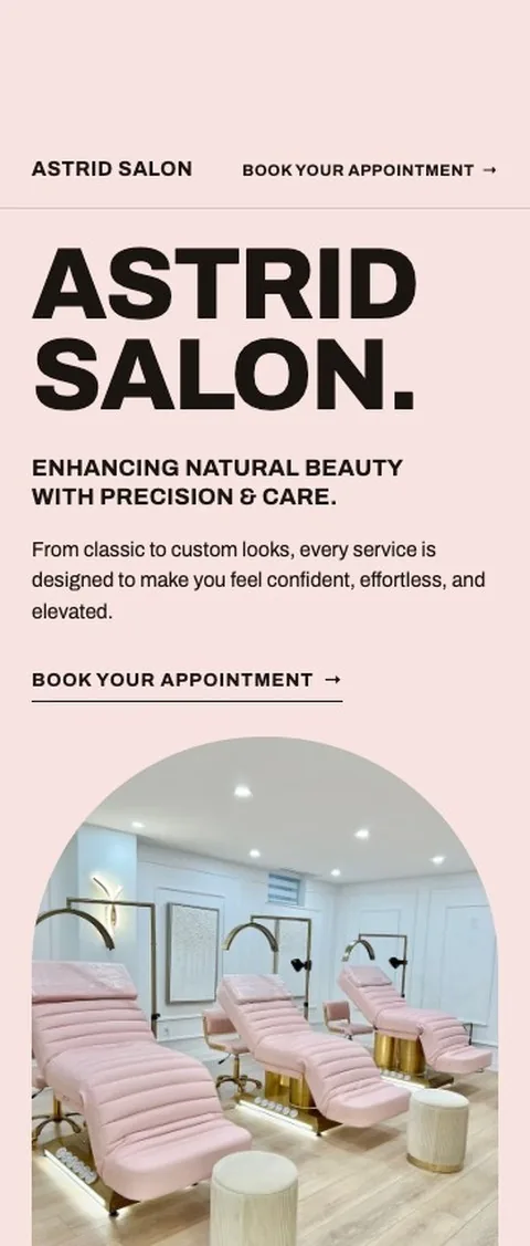 A lash salon booking website shown on an iPhone