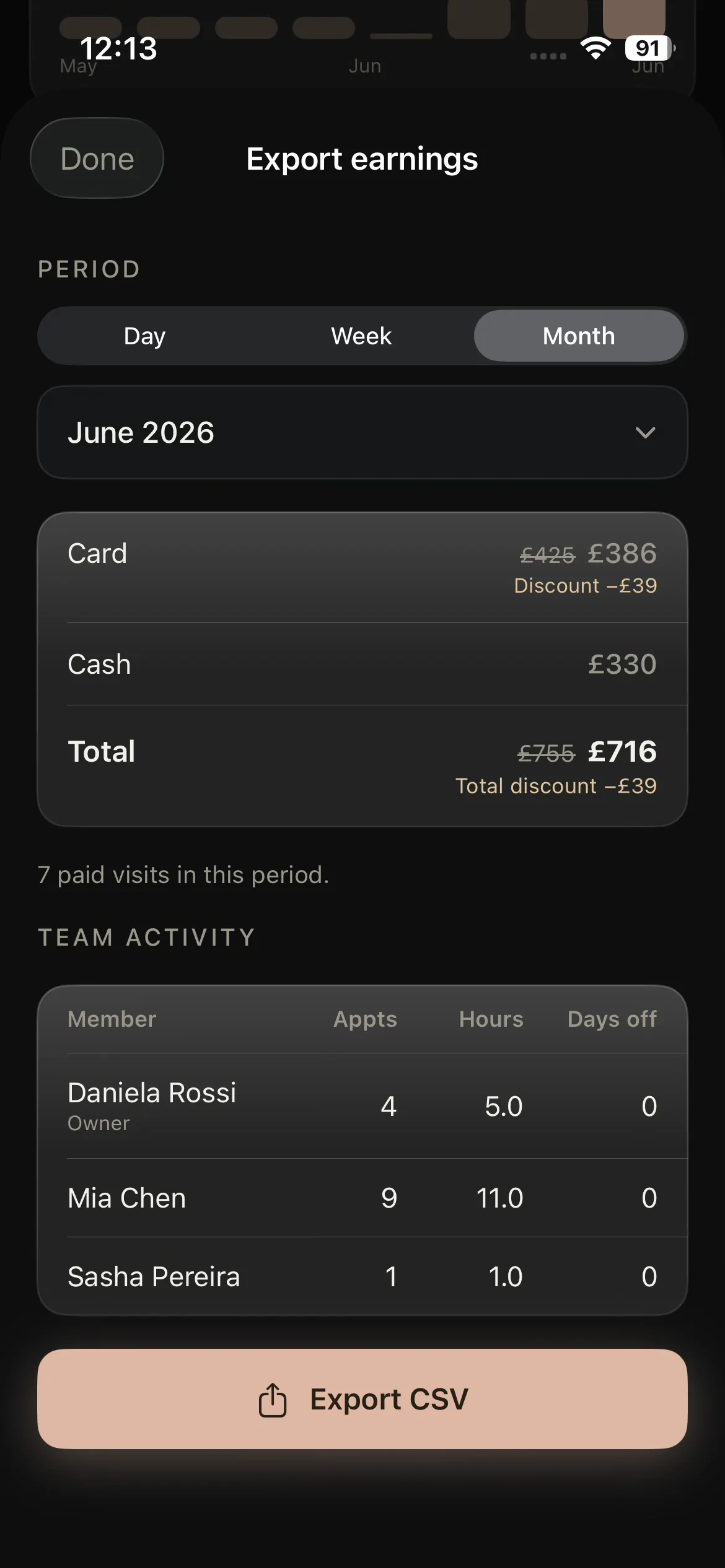 Exporting a clean earnings CSV from Lash Create