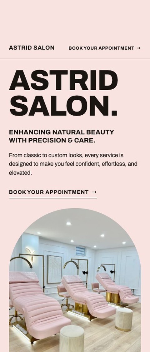 A lash salon booking website shown on an iPhone